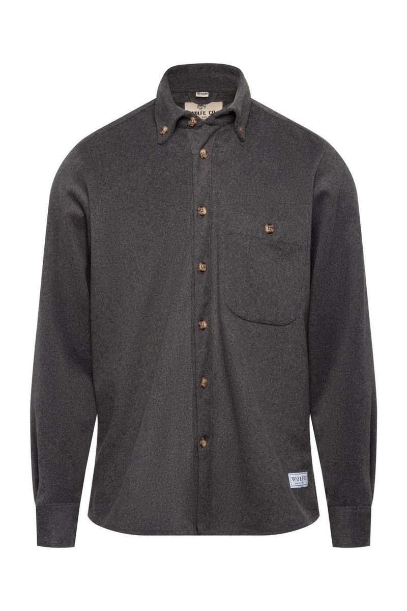 Wolfe Co. Apparel and Goods® - Grey Wool Button Down - Home & Well 
