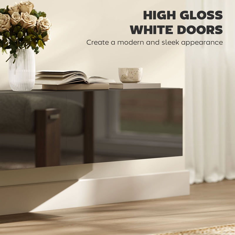 Hunter Floating TV Stand with Storage Cupboards for TVs up to 65 Inches-Black