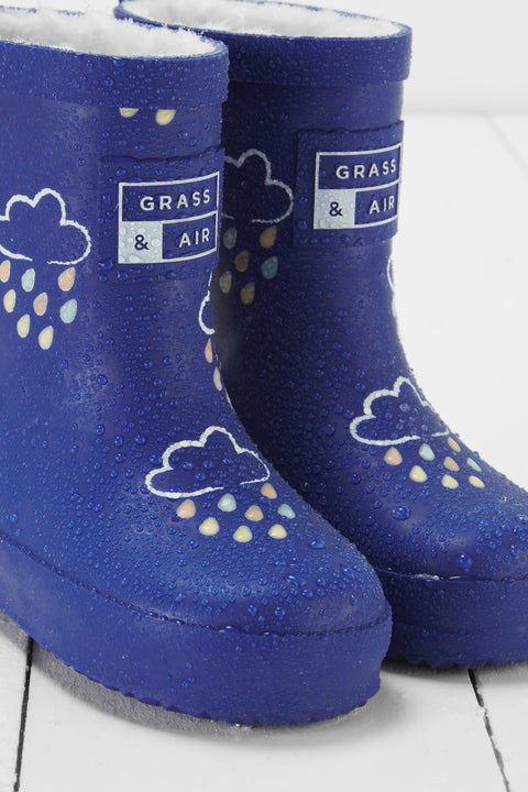 Grass & Air - Inky Blue Colour-Changing Kids Wellies