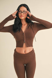 KIMBERLY C - Slim Fit Zip Up Knit Sweater Hoodie - Home & Well 