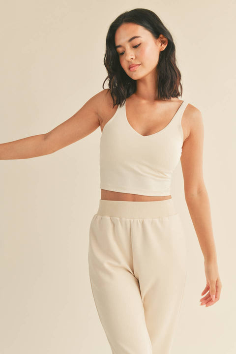 Cream Aligned Performance Cropped Tank Top - Home & Well 