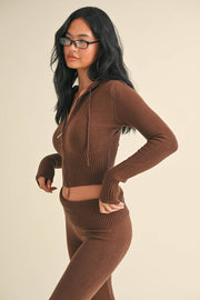 KIMBERLY C - Slim Fit Zip Up Knit Sweater Hoodie - Home & Well 