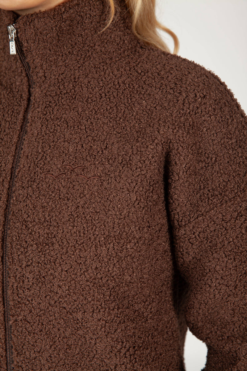 Lazypants - Sara Teddy sherpa zip up jacket in espresso - Home & Well 