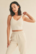 Cream Aligned Performance Cropped Tank Top - Home & Well 