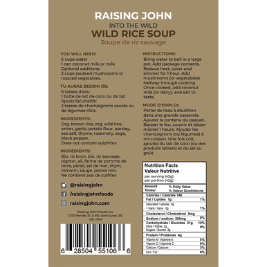 Raising John - Wild Rice Soup Mix - Serves 4 - Home & Well 