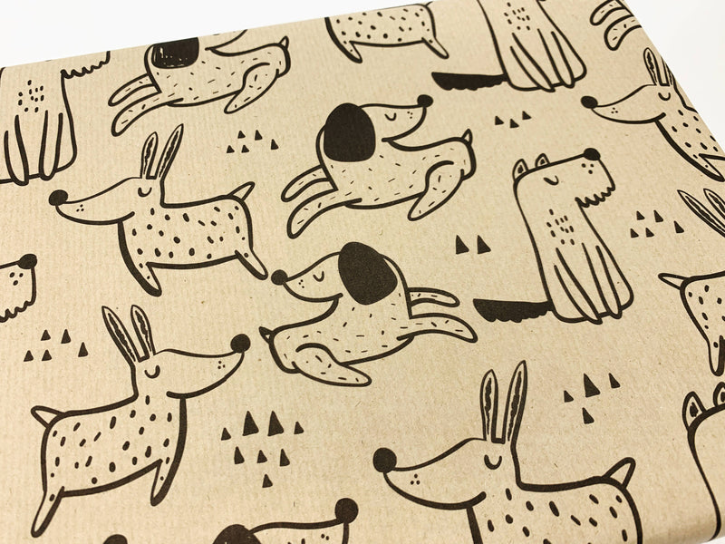 PlanetWrapIt - Dogs Recycled Eco Kraft Wrapping Paper - Home & Well 