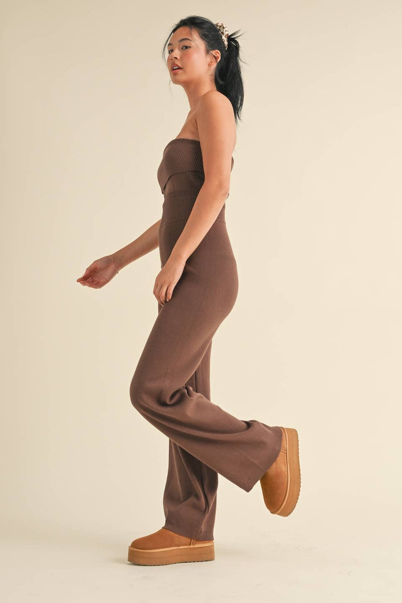 KIMBERLY C - Foldover Bandeau Knit Sweater Jumpsuit - Home & Well 