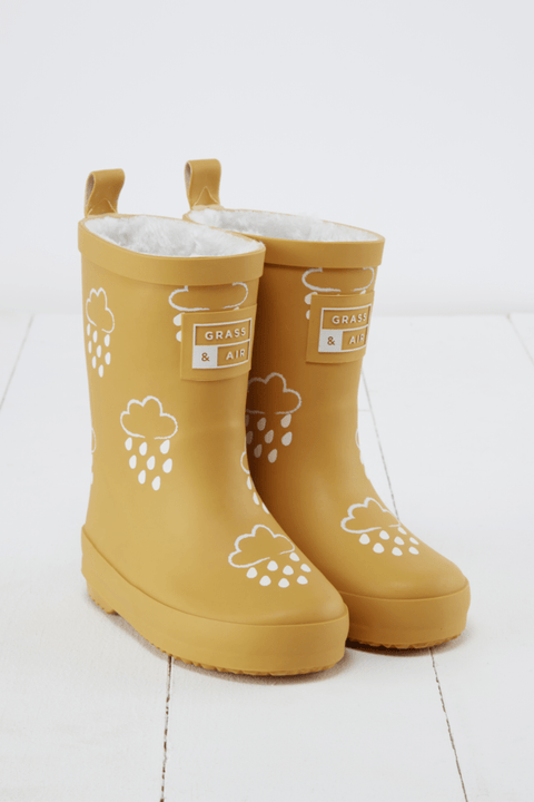 Grass & Air - Ochre Colour-Changing Kids Winter Wellies