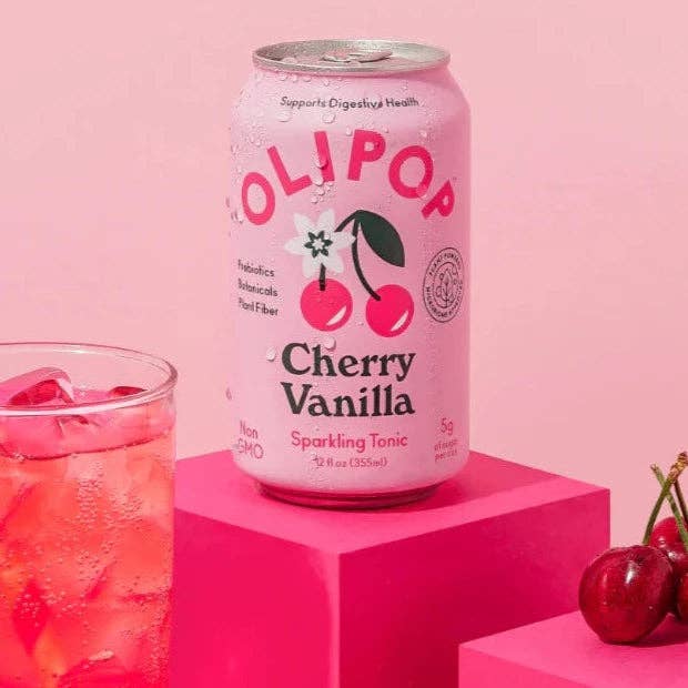 Olipop Cherry Vanilla Sparkling Tonic 355 ml - Home & Well 