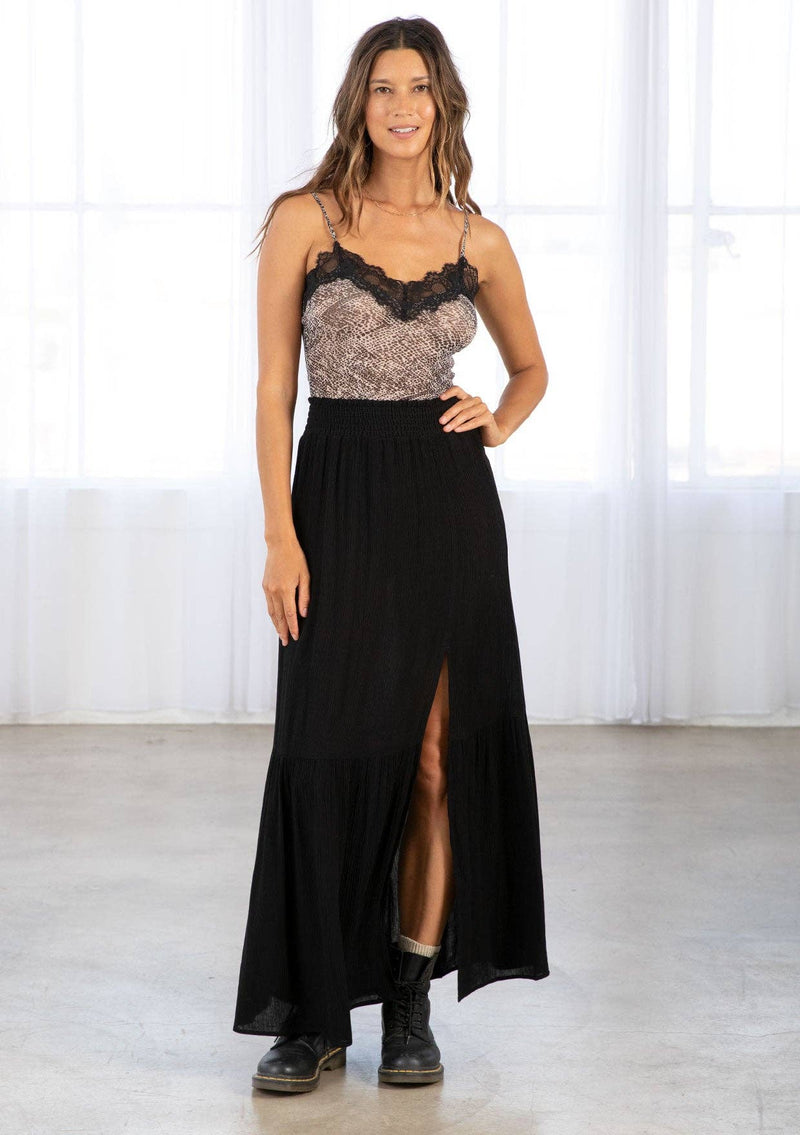 Lovestitch - Bohemian Smocked Tiered Maxi Skirt - Home & Well