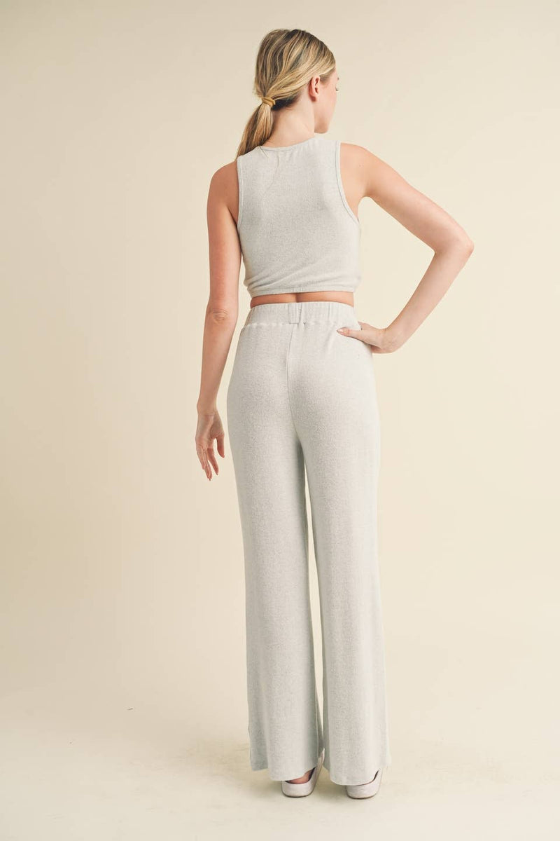 Soft Brushed Hacci Lounge Tank and Pants Set - Home & Well 