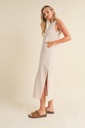 Sleeveless Terry Cloth Midi Dress - Home & Well 