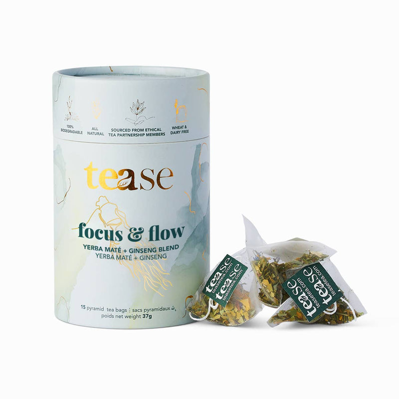 Tease | Wellness Tea Blends + Accessories - Focus & Flow Adaptogen Ginseng + Ginkgo Superfood Tea Blend - Home & Well 