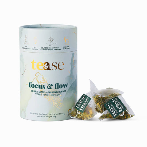 Tease | Wellness Tea Blends + Accessories - Focus & Flow Adaptogen Ginseng + Ginkgo Superfood Tea Blend - Home & Well 