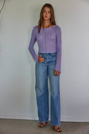 By Together - L7723 | Knit Rayon Nylon Rib Long Sleeve Lettuce Edge Top - Home & Well 