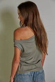 By Together - RJ2606 | Knit Rib One Shoulder Round Neck Sleeveless Top - Home & Well 