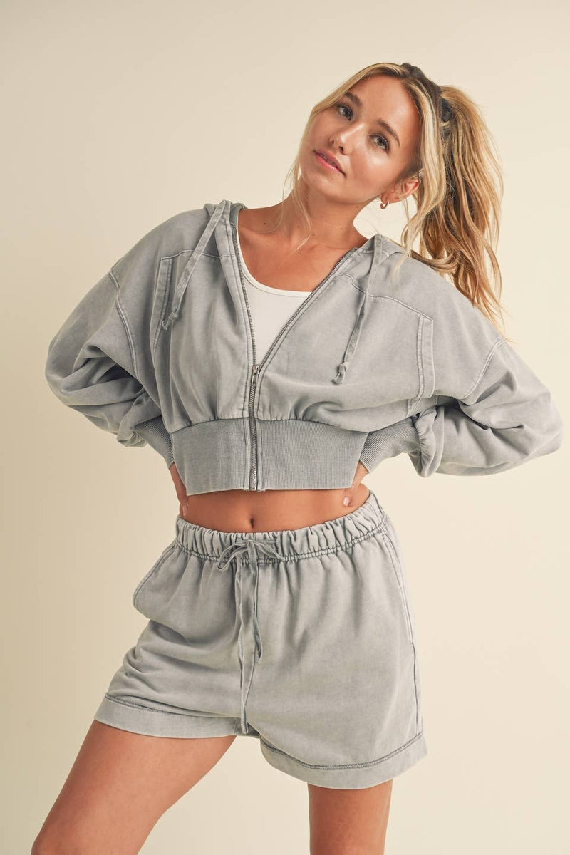 KIMBERLY C - Mineral Wash Zip-Up Hoodie - Home & Well 