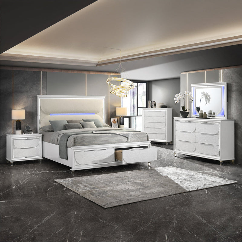 Cassandra LED Nightstand - Pearl White