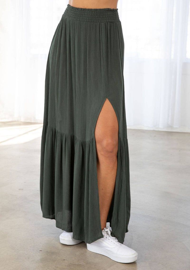 Lovestitch - Bohemian Smocked Tiered Maxi Skirt - Home & Well
