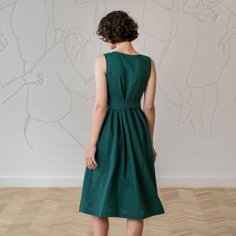 menique - Linen Sleeveless Smock Dress Macie