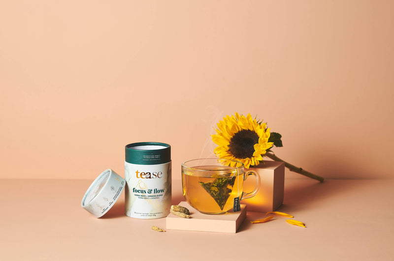 Tease | Wellness Tea Blends + Accessories - Focus & Flow Adaptogen Ginseng + Ginkgo Superfood Tea Blend - Home & Well 
