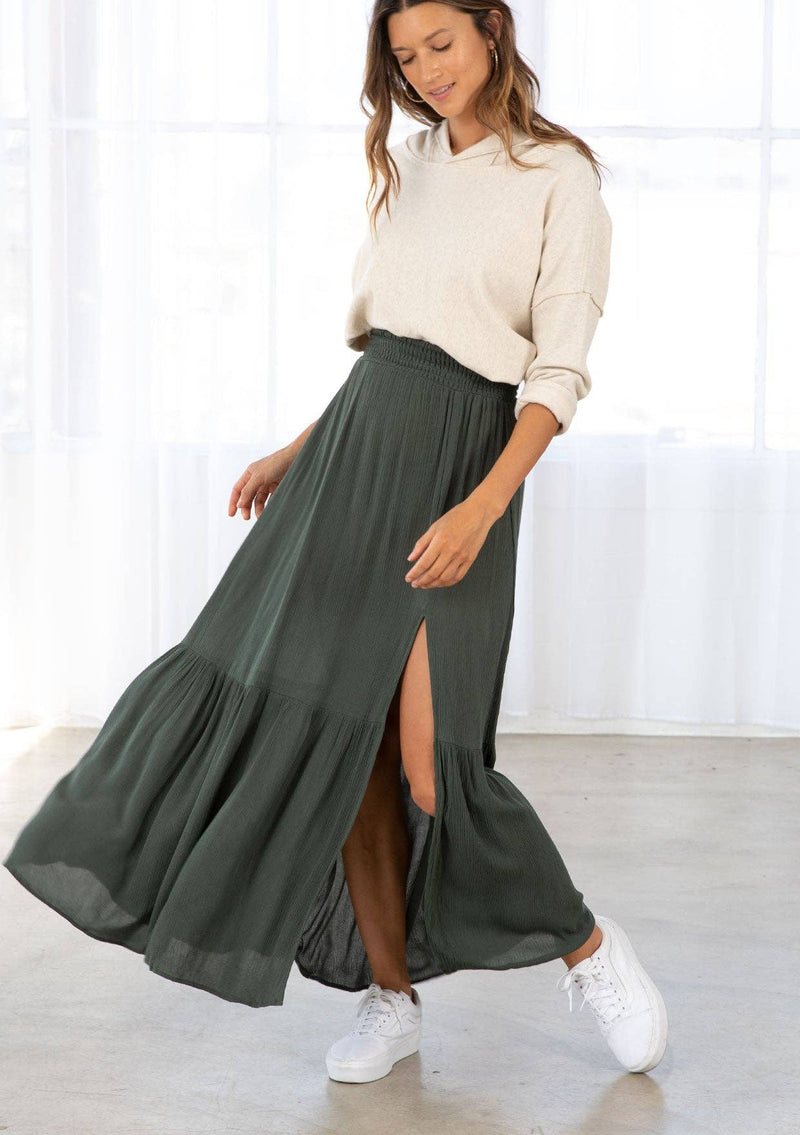 Lovestitch - Bohemian Smocked Tiered Maxi Skirt - Home & Well