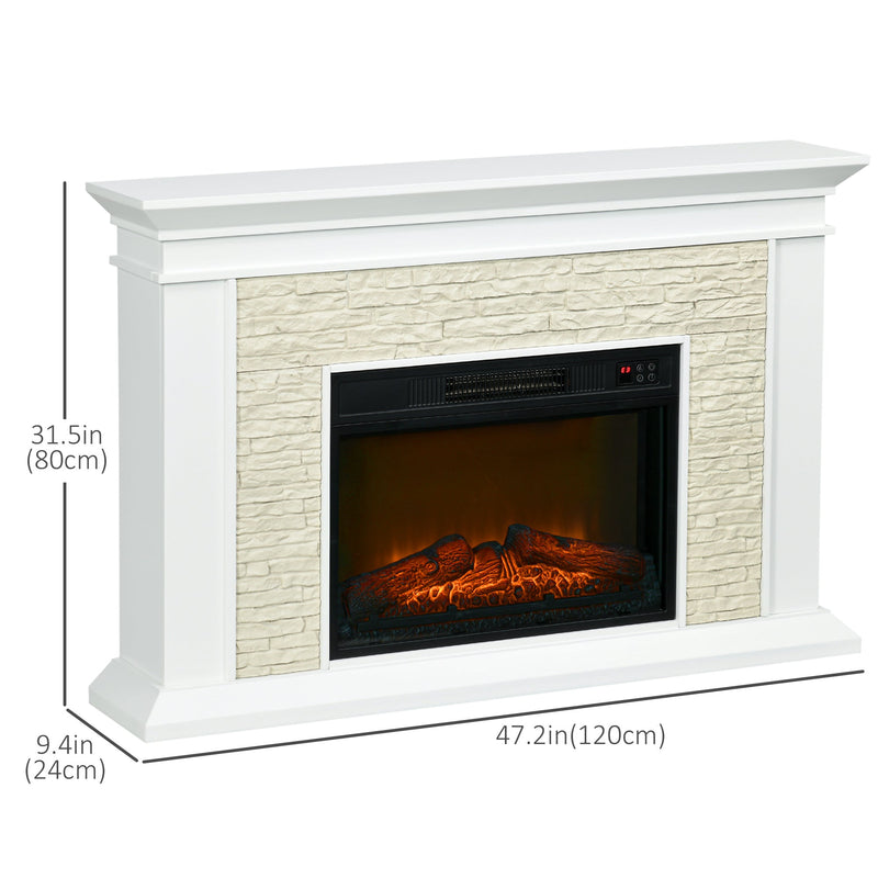 Archie 31.5" Electric Freestanding Fireplace with Mantel and Overheat Protection-White