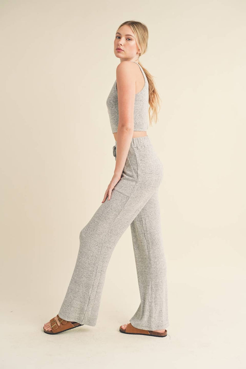 Soft Brushed Hacci Lounge Tank and Pants Set - Home & Well 