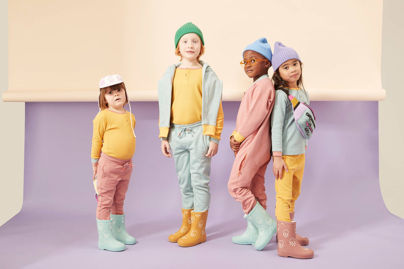 Grass & Air - Rose Colour-Changing Kids Winter Wellies