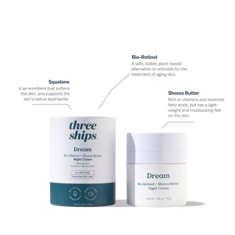 Three Ships Beauty - Dream Bio-Retinol + Shorea Butter Night Cream (50g) - Home & Well 