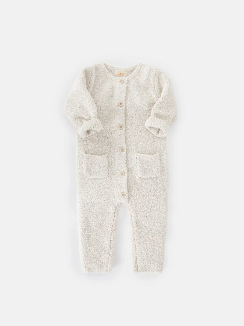 Long Sleeve Romper - Fuzzy | Ecru | 7AM