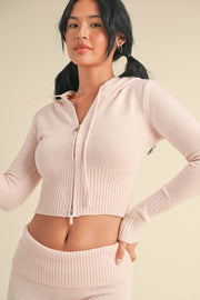 KIMBERLY C - Slim Fit Zip Up Knit Sweater Hoodie - Home & Well 
