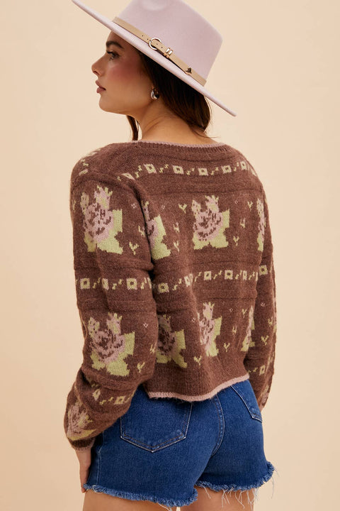 In Loom - FLORAL JACQUARD CARDIGAN