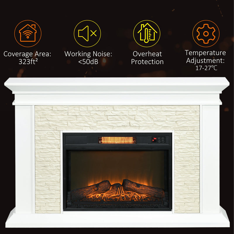 Archie 31.5" Electric Freestanding Fireplace with Mantel and Overheat Protection-White