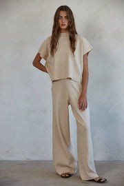By Together - W1410 | Knit Sweater Wide Leg Pants - Home & Well