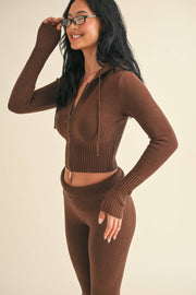 KIMBERLY C - Slim Fit Zip Up Knit Sweater Hoodie - Home & Well 