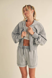 KIMBERLY C - Mineral Wash Zip-Up Hoodie - Home & Well 