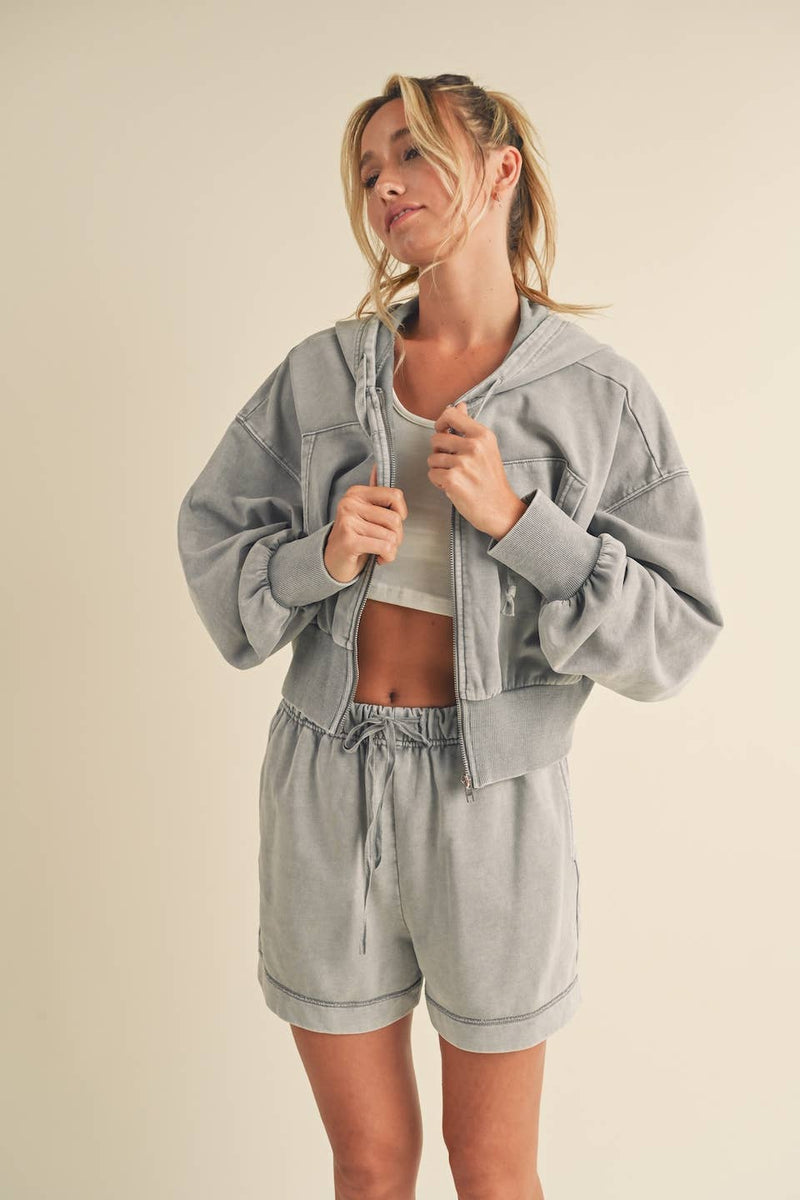 KIMBERLY C - Mineral Wash Zip-Up Hoodie - Home & Well 