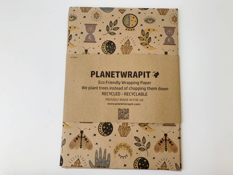 PlanetWrapIt - Spellbound Recycled Kraft Wrapping Paper Gift Wrap - Home & Well 