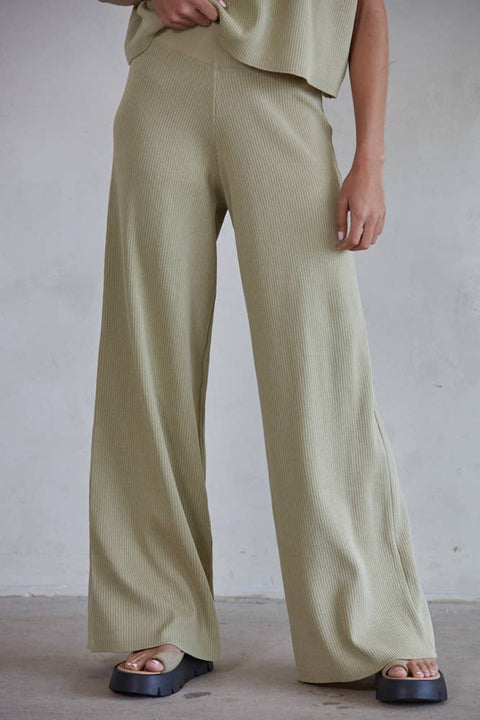 By Together - W1410 | Knit Sweater Wide Leg Pants