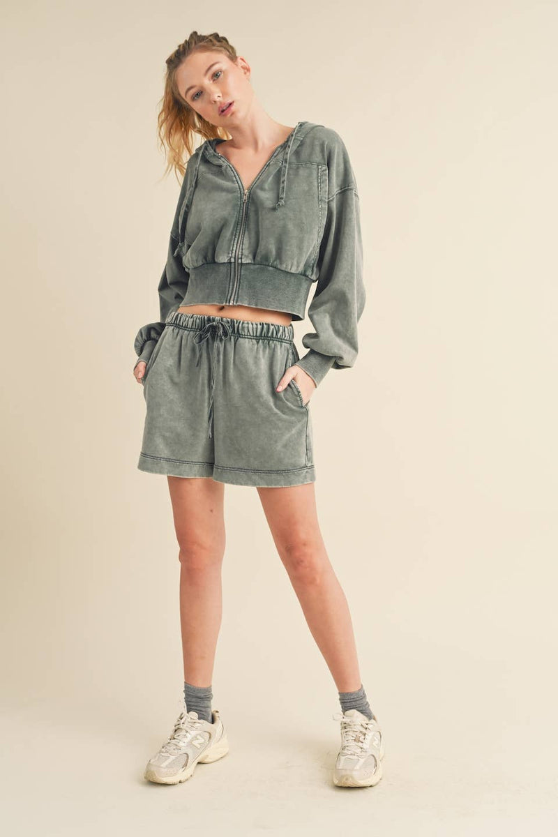 KIMBERLY C - Mineral Wash Zip-Up Hoodie - Home & Well 
