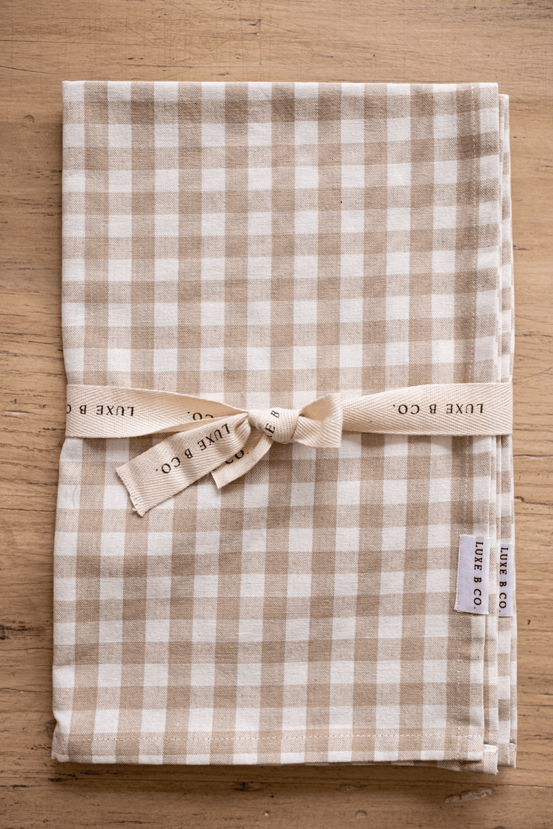 Luxe B Co - Beige Gingham Kitchen Dish Towels Luxe B Co. Set of 2 - Home & Well 