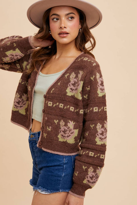 In Loom - FLORAL JACQUARD CARDIGAN