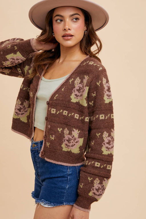 In Loom - FLORAL JACQUARD CARDIGAN - Home & Well