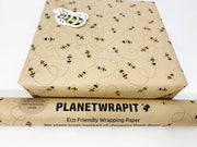 PlanetWrapIt - Bee Recycled Kraft Wrapping Paper Gift Wrap - Home & Well 