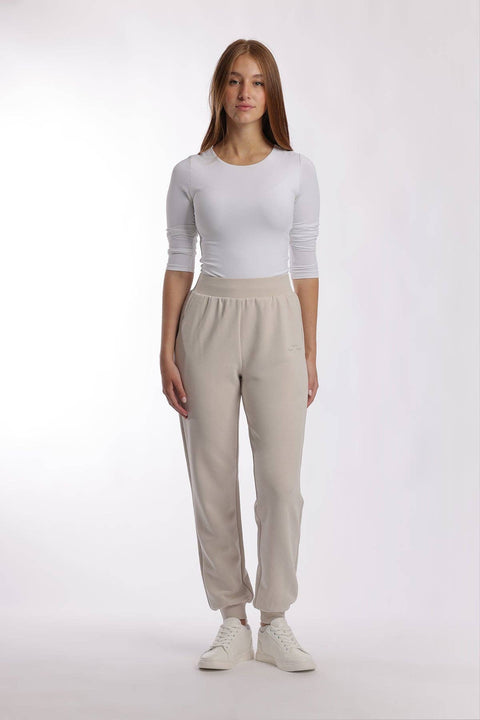 Lazypants - Premium luxe sueded scuba jogger in bone - Home & Well 