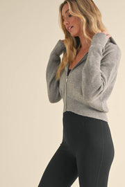 KIMBERLY C - Zip Up Knit Sweater Hoodie - Home & Well 