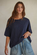 By Together - W1251 | Knit Cotton Short Sleeve Sweater Top - Home & Well 