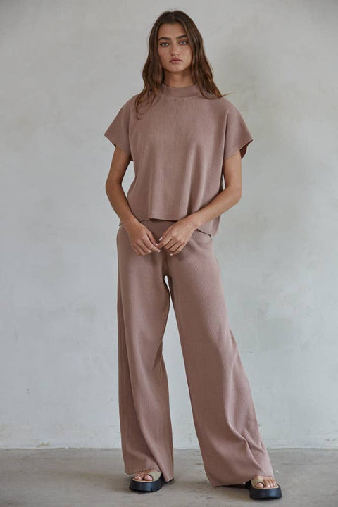 By Together - W1410 | Knit Sweater Wide Leg Pants