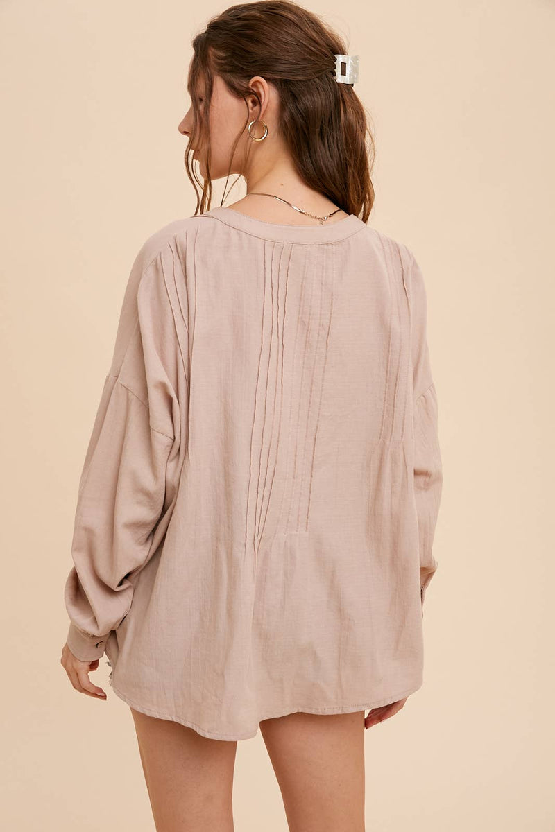 In Loom - 3/4 PLACKET BUTTON DOWN WITH PINTUCK - Home & Well